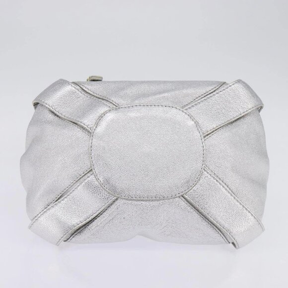 Jimmy Choo Hand Bag Leather Silver Gold Auth BA5980 - Picture 7 of 16